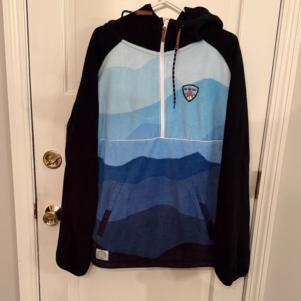 Blue and Black Half-Zip Hoodie